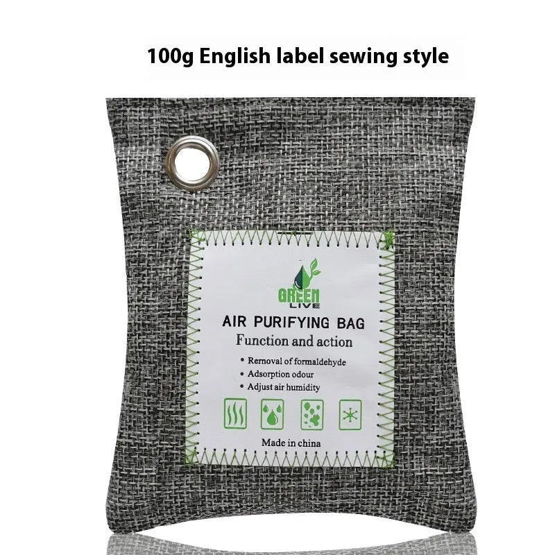 Bamboo charcoal formaldehyde removal bag in sewing style packaging for home air purification