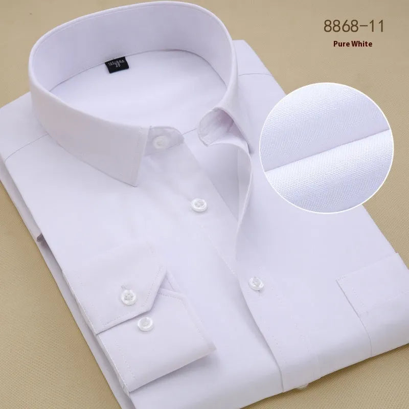 Men's black cotton long sleeve business shirt with slim fit and regular cut design