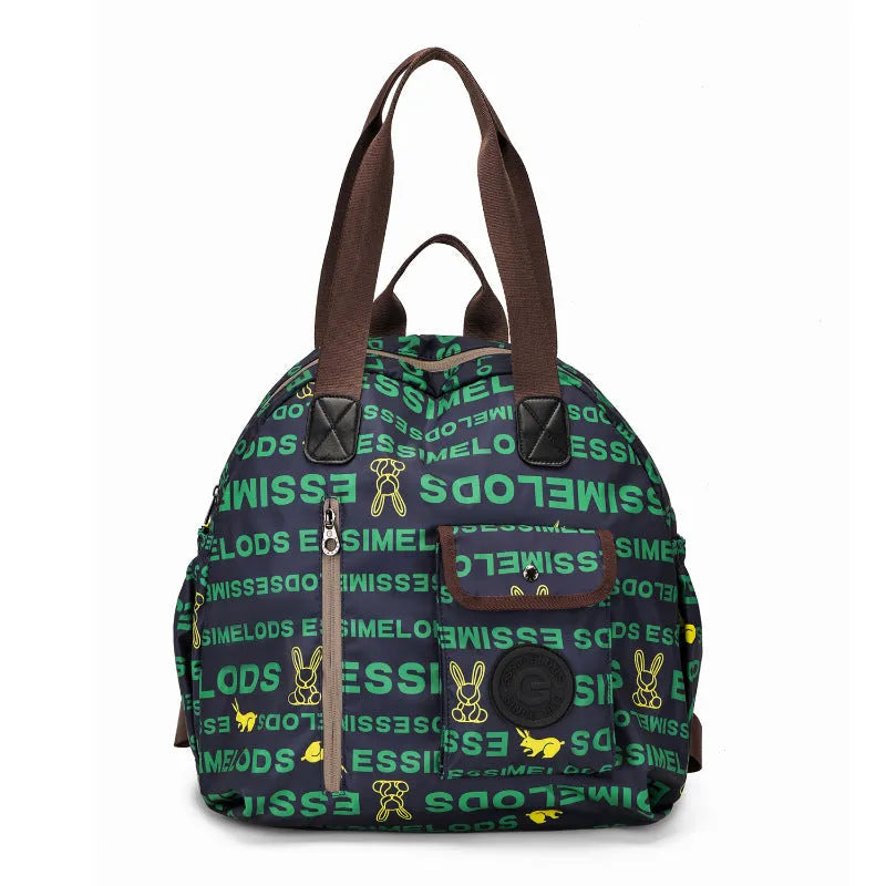 Outdoor lightweight backpack with nylon construction showing sandwich pocket design and available colour options