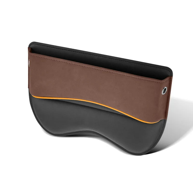 Leather car seat storage box in choice of colours for footwell organisation