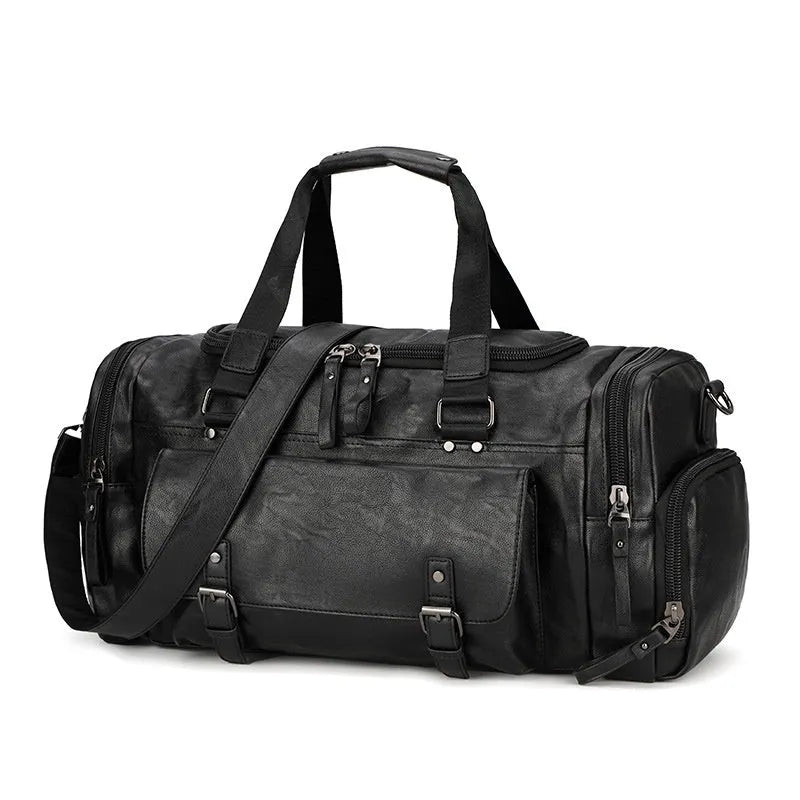 Large black travel bag with a separate shoe compartment, dimensions 52cm by 19cm by 27cm.