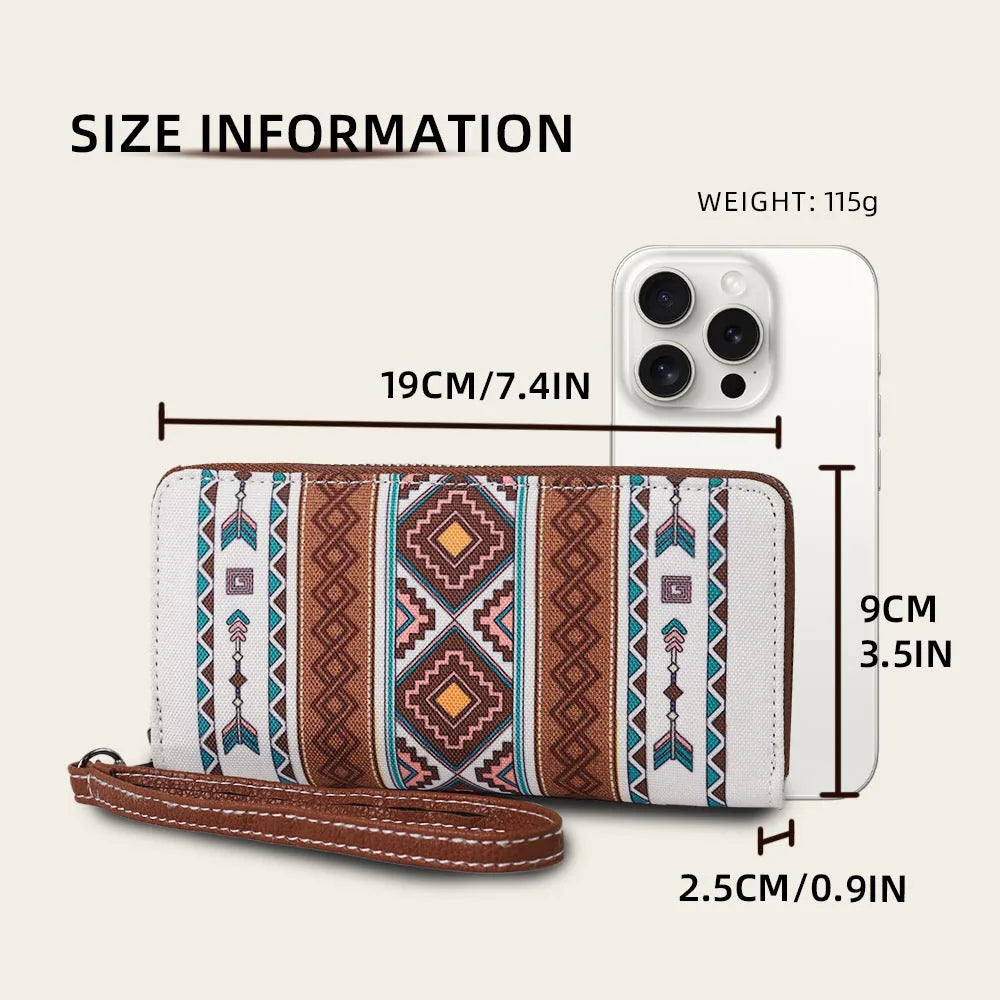 Bohemian stripe canvas RFID-blocking wallet in multiple colours with anti-theft protection