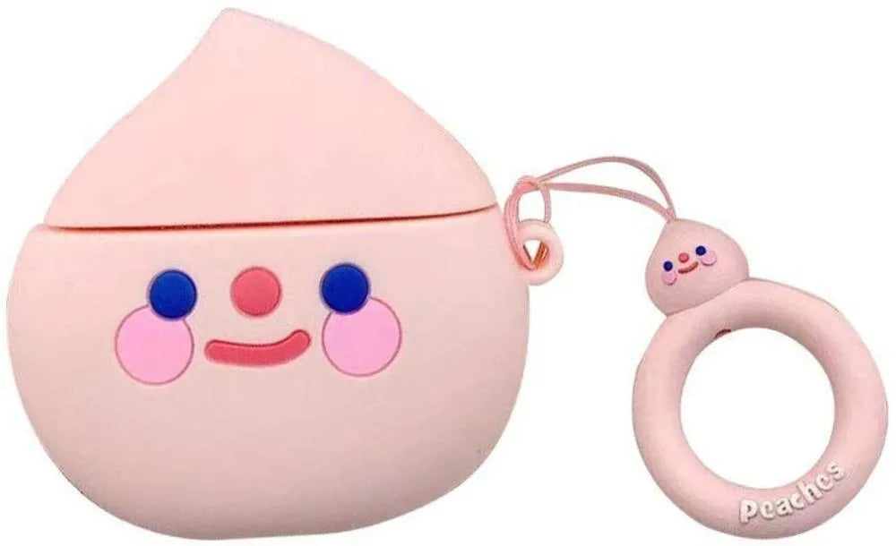 Silicone flip-case for AirPods 2 with cartoon designs including avocado, black cat, stitch, and pokeball.