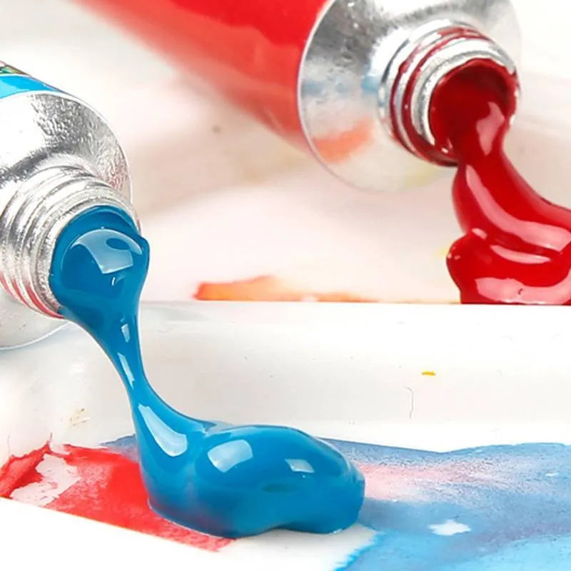 Set of gouache paint tubes in 12, 18, or 24 colours with 5ml or 12ml sizes for artists.