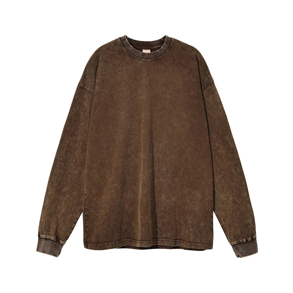 Men's vintage washed cotton batik pullover in loose fit with long sleeves
