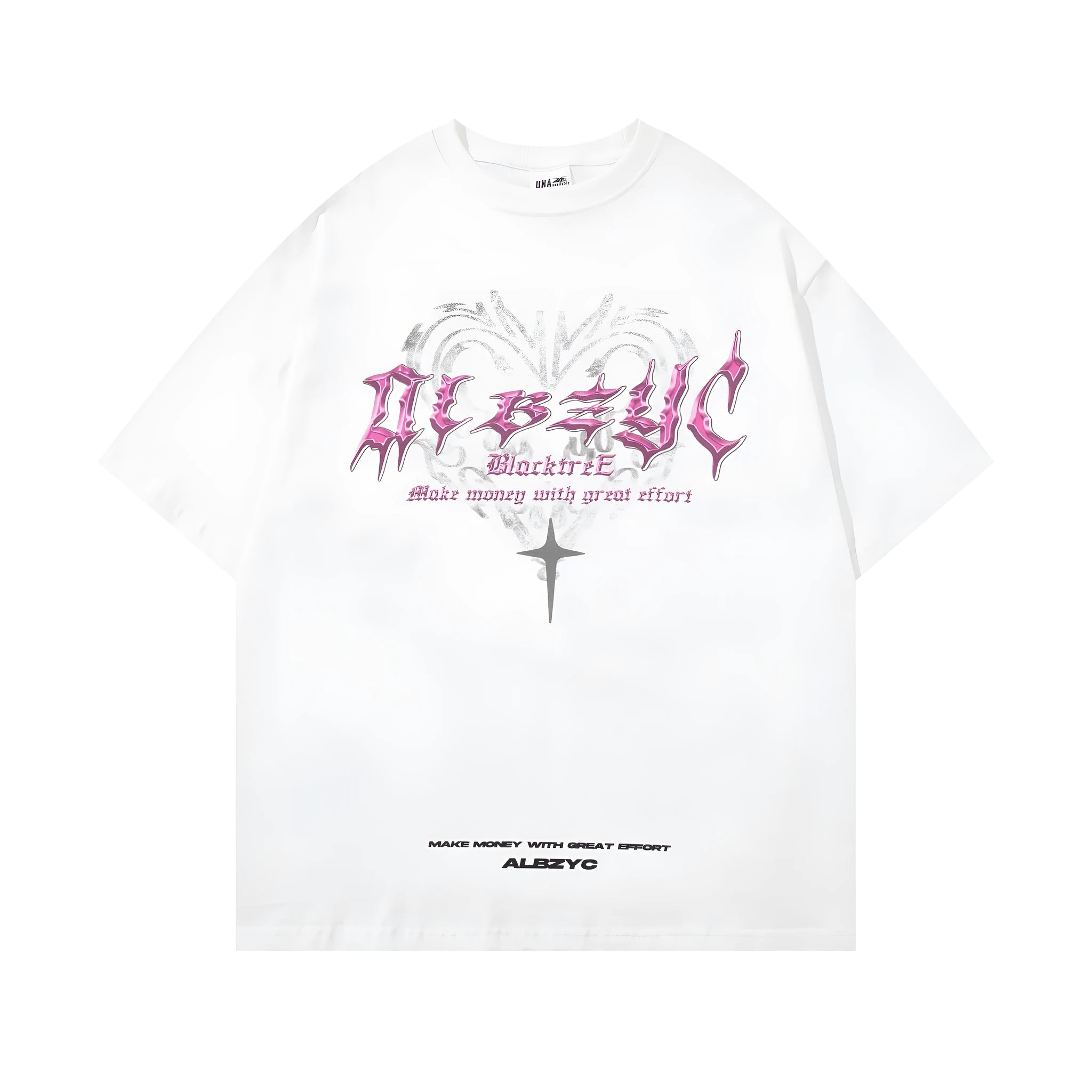 Men's black cotton t-shirt with retro graphic print, loose fit, short sleeves