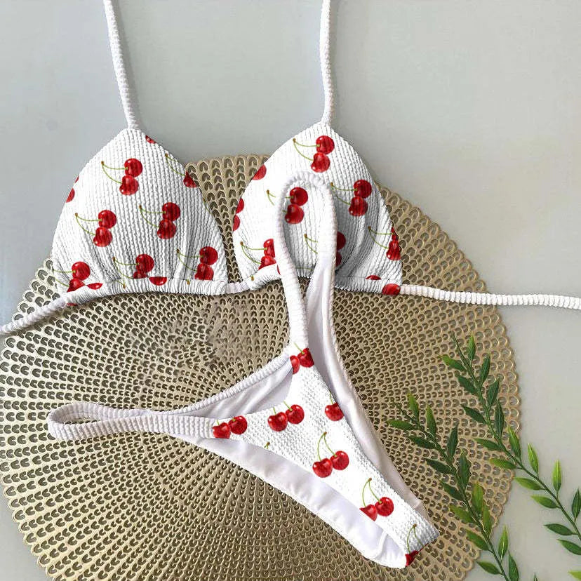 Women's printed bikini swimsuit in quick-drying fabric for beach and swimming