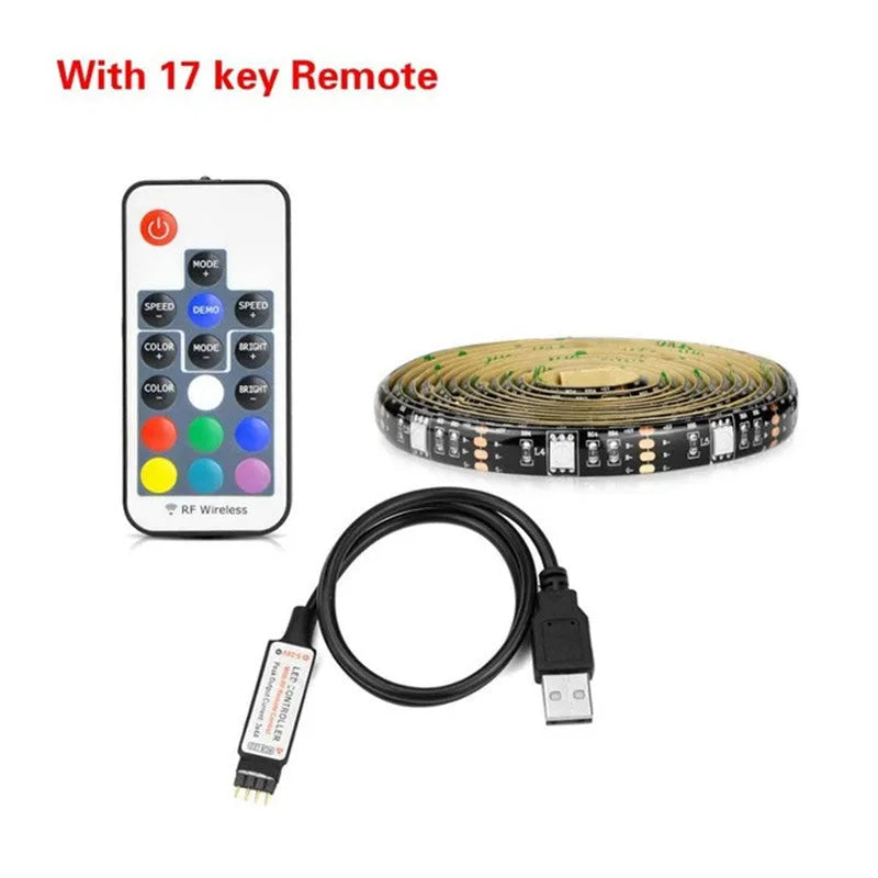 Flexible LED strip lighting with 30 beads per metre showing adhesive backing and cut points
