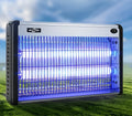 White electric mosquito killing lamp with UV light and metal grid for indoor insect control