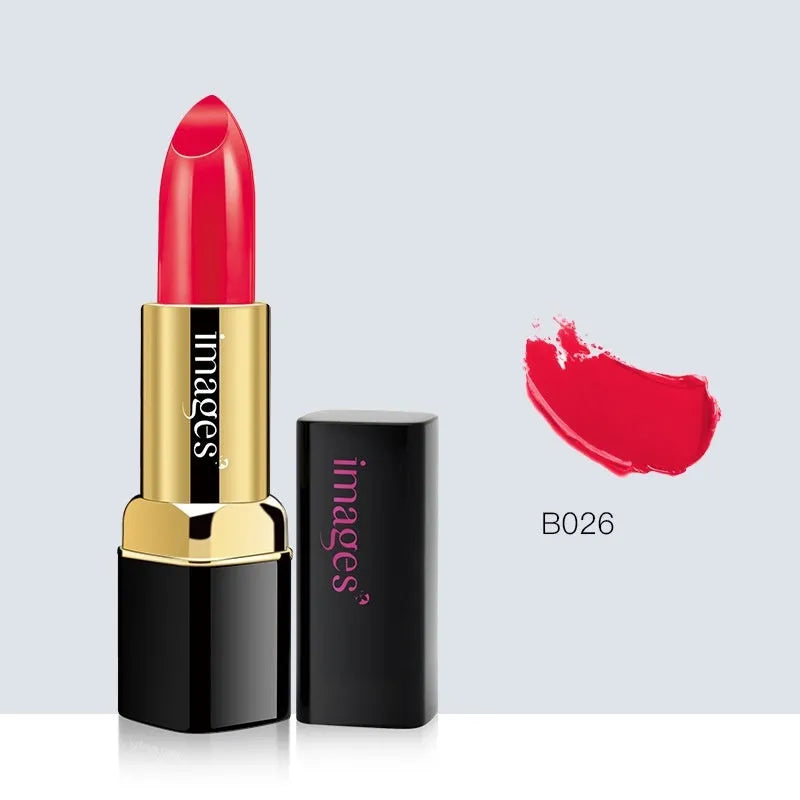 Lipstick lip gloss hybrid stick in 10 colours including coral red and baby pink, 3.8g net weight.