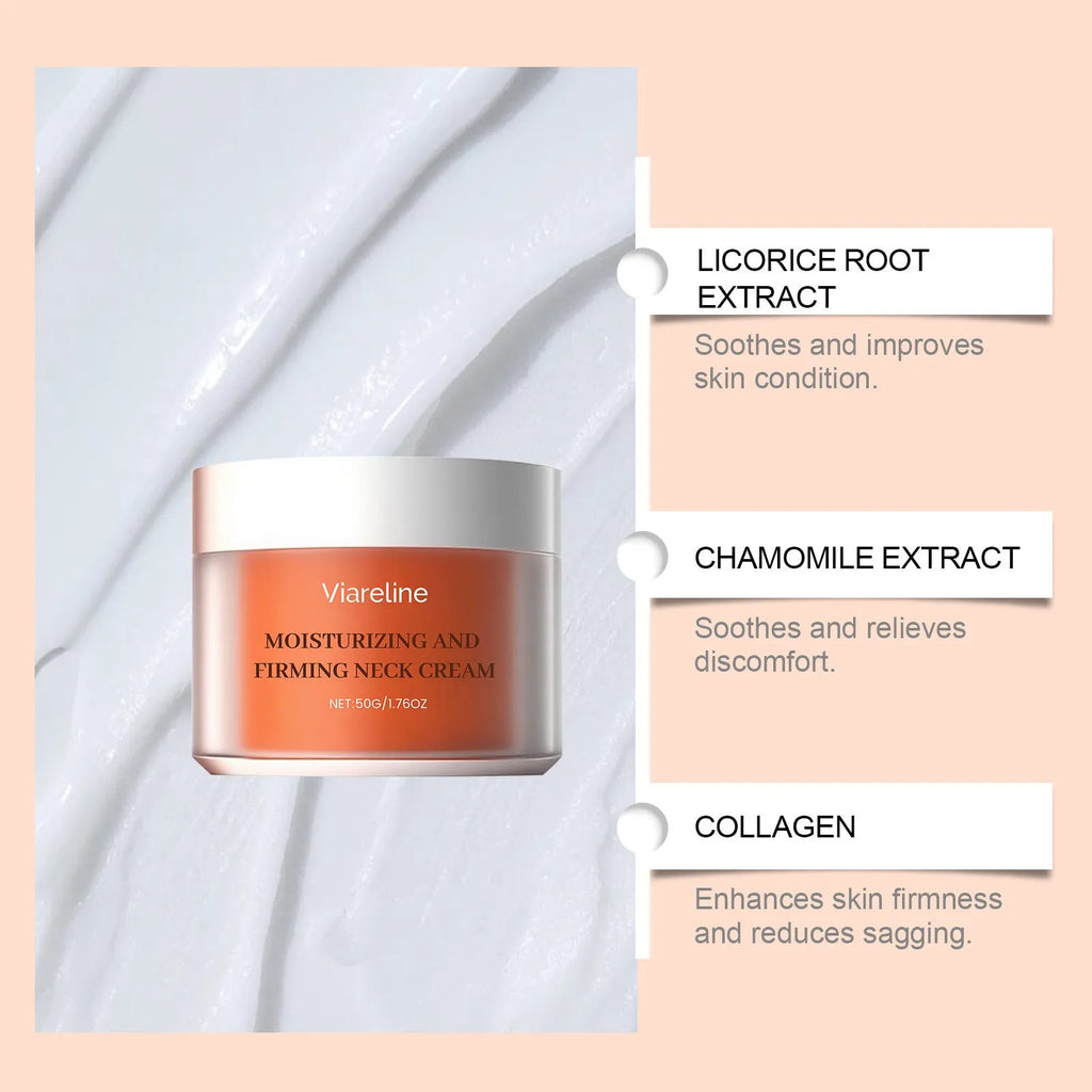 50g moisturising neck cream in 6.3cm compact packaging for daily neck contour care