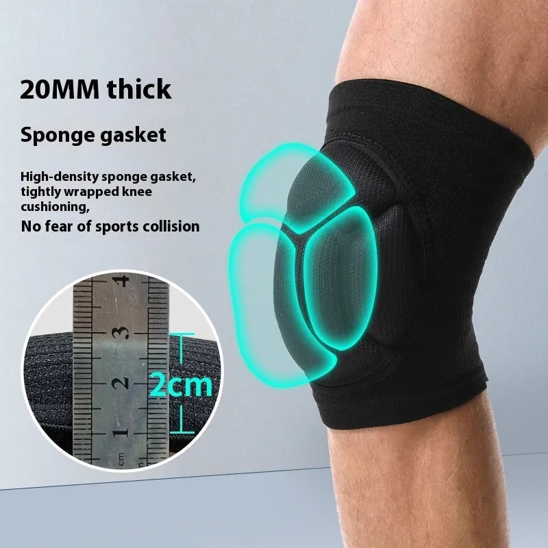 Black or blue polyester kneepads with thick sponge padding for dance, volleyball, hiking, and camping