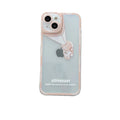 Transparent silicone iPhone case with blue astronaut print showing phone compatibility