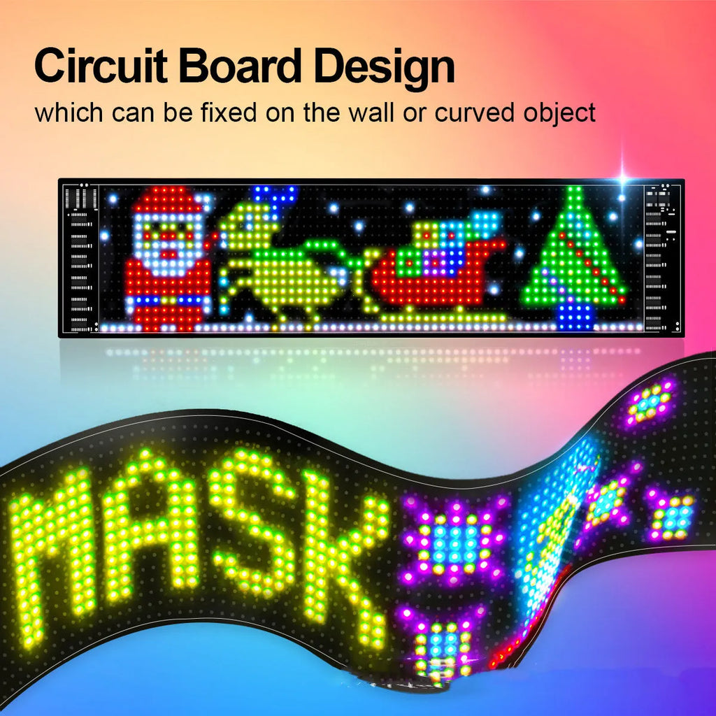 Flexible LED wireless soft screen with 37.2cm length and USB power for custom indoor scrolling display