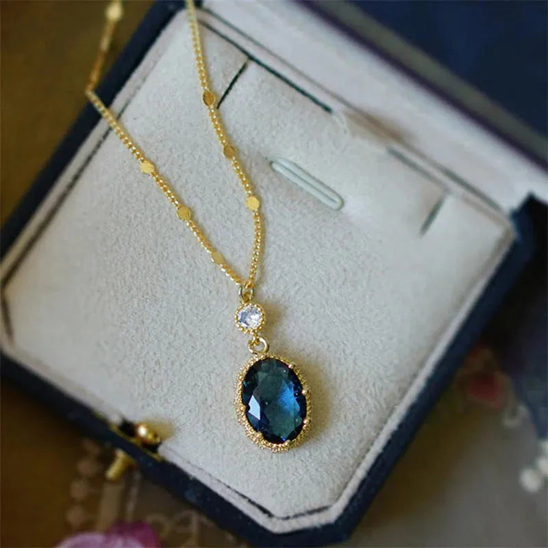 French retro geometric copper necklace with gold electroplated finish