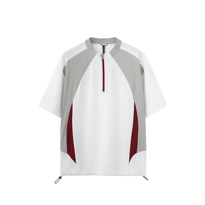 Men's lightweight polyester top in black and beige with long and short sleeve options