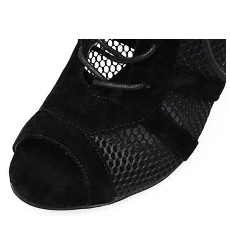 Black suede women's lace-up high heel shoes with pointed toe and 11.5cm heel