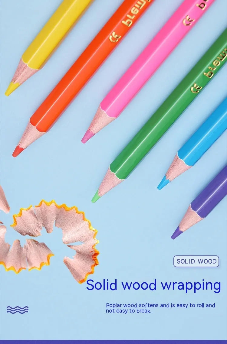 Double-headed colour pencil set in wooden case showing 12-piece and 6-piece configuration options