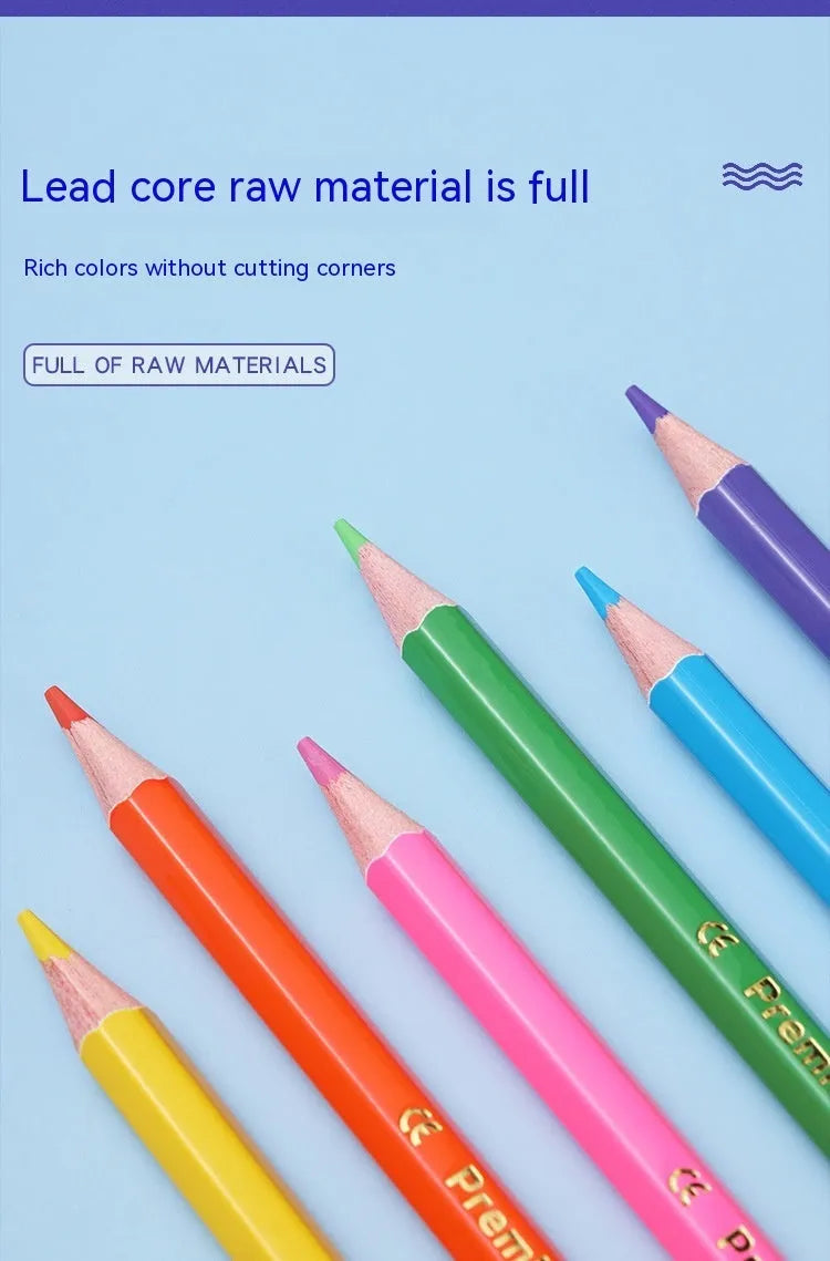 Double-headed colour pencil set in wooden case showing 12-piece and 6-piece configuration options