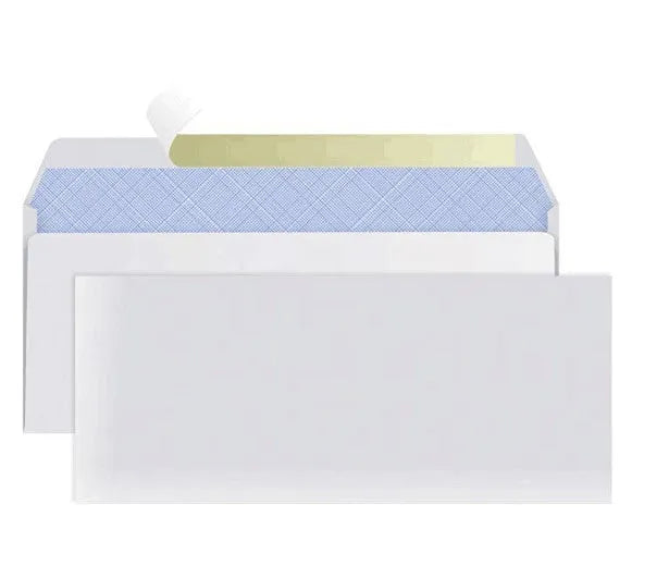 Blue anti-opening self-adhesive confidential security envelope showing tamper-evident sealing, 105x240mm dimensions
