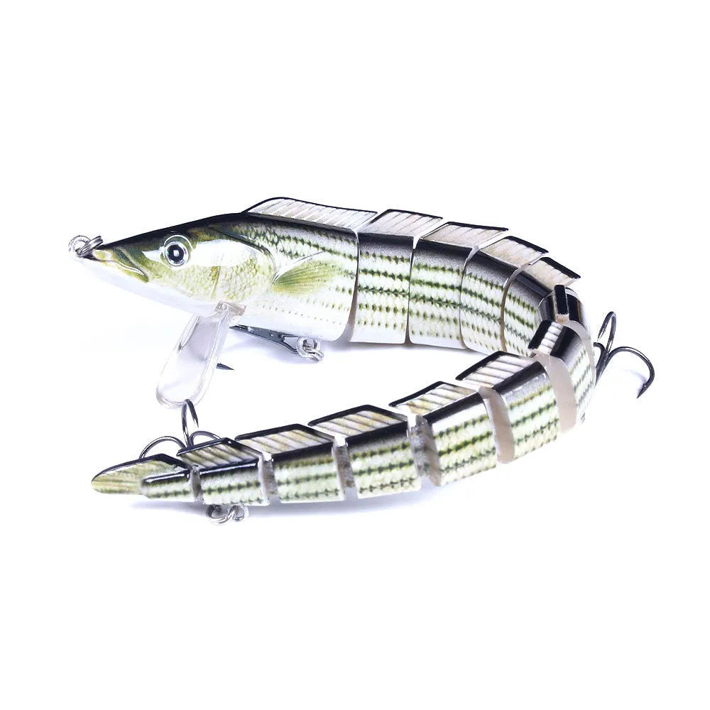 Multi-section soft plastic loach fishing lure measuring 23cm with attached hook in one of five colour options.