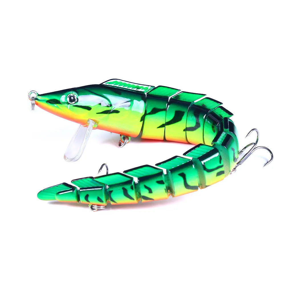Multi-section soft plastic loach fishing lure measuring 23cm with attached hook in one of five colour options.