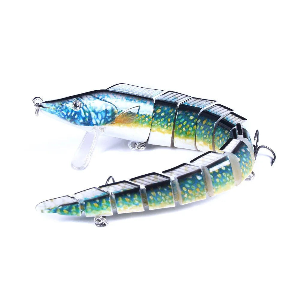 Multi-section soft plastic loach fishing lure measuring 23cm with attached hook in one of five colour options.