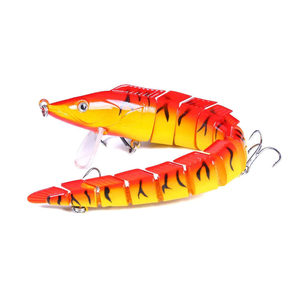 Multi-section soft plastic loach fishing lure measuring 23cm with attached hook in one of five colour options.