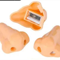 Flesh colour geometry-shaped plastic pencil sharpener with big nostril.