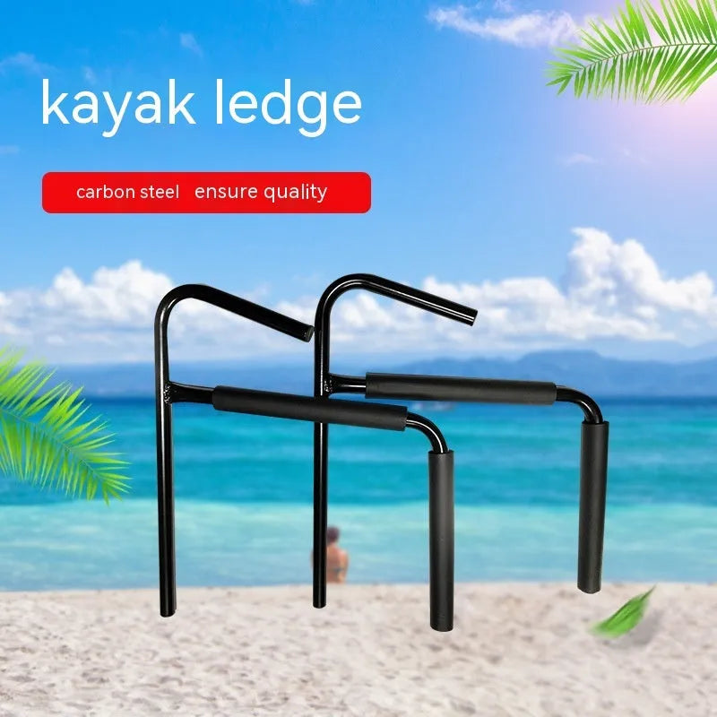 Carbon steel kayak and surfboard wall hanger rack with dimensions 43 by 38 by 6 cm