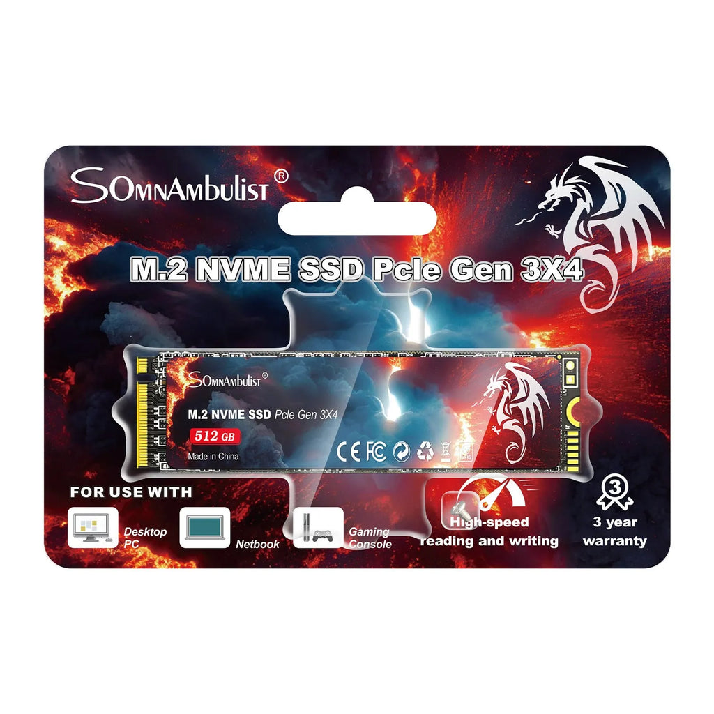 M.2 NVMe solid state drive for desktop computers, showing PCB and gold connectors.