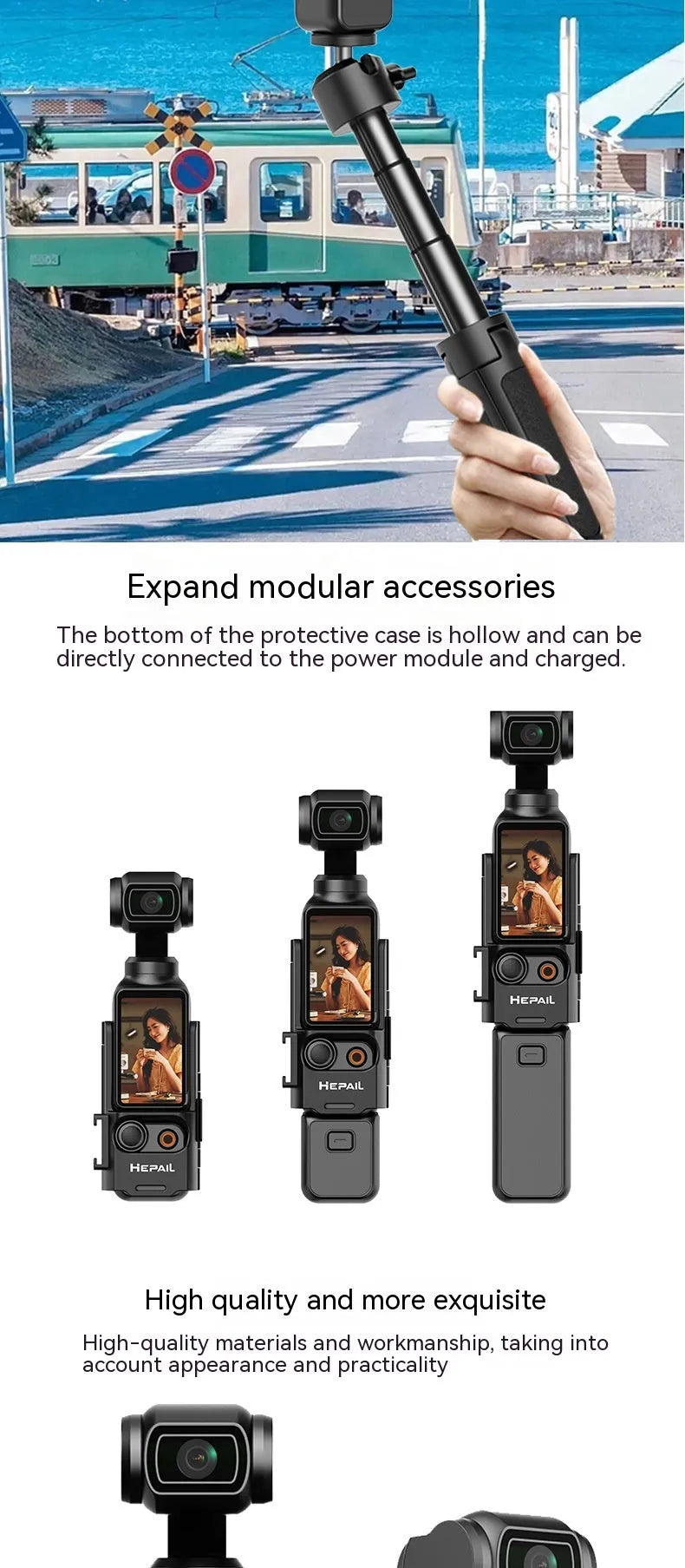 Pocket3 multi-function expansion protection frame with cold shoe adapter bracket for Osmo Pocket 3 camera