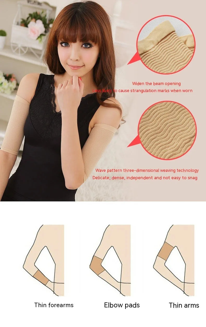 Women's black shaping arm sleeve made from nylon blend fabric for upper arm coverage