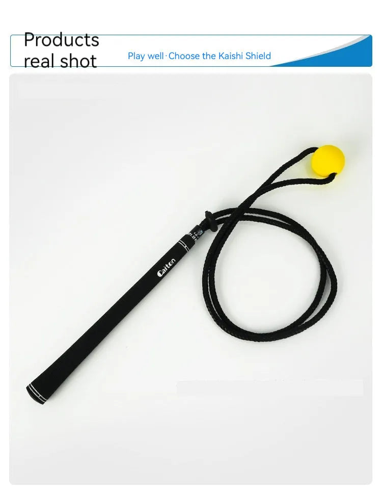 Black silicone elastic golf swing training rope for swing path correction practice