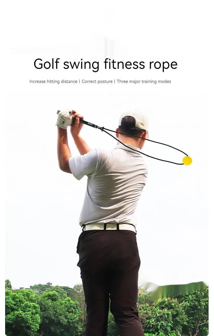 Black silicone elastic golf swing training rope for swing path correction practice