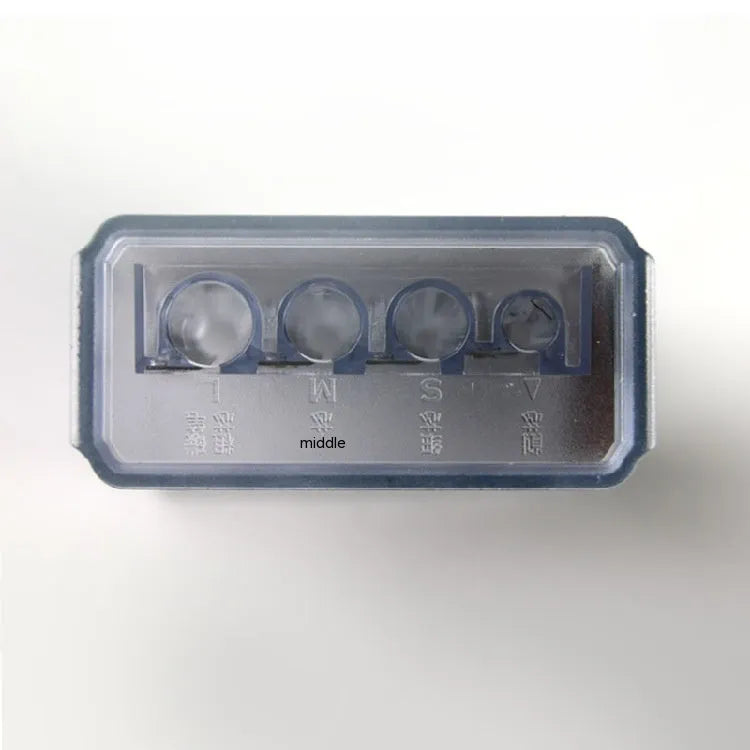 Four-hole plastic pencil sharpener with geometric design and screwdriver for blade replacement