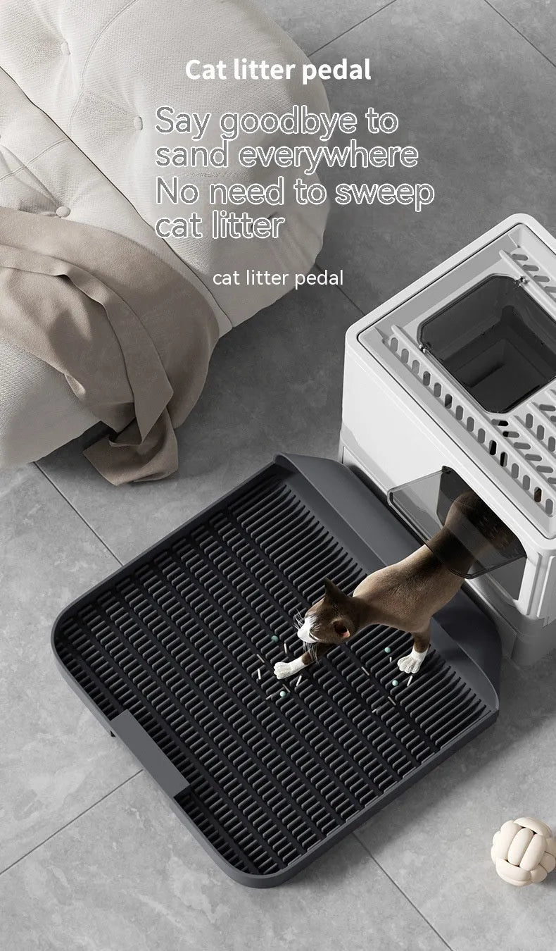PP cat litter mat in bamboo charcoal gray colour measuring 37x37x8cm with pedal design