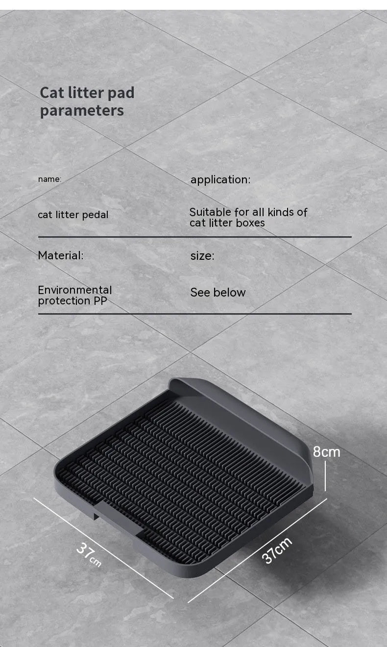 PP cat litter mat in bamboo charcoal gray colour measuring 37x37x8cm with pedal design