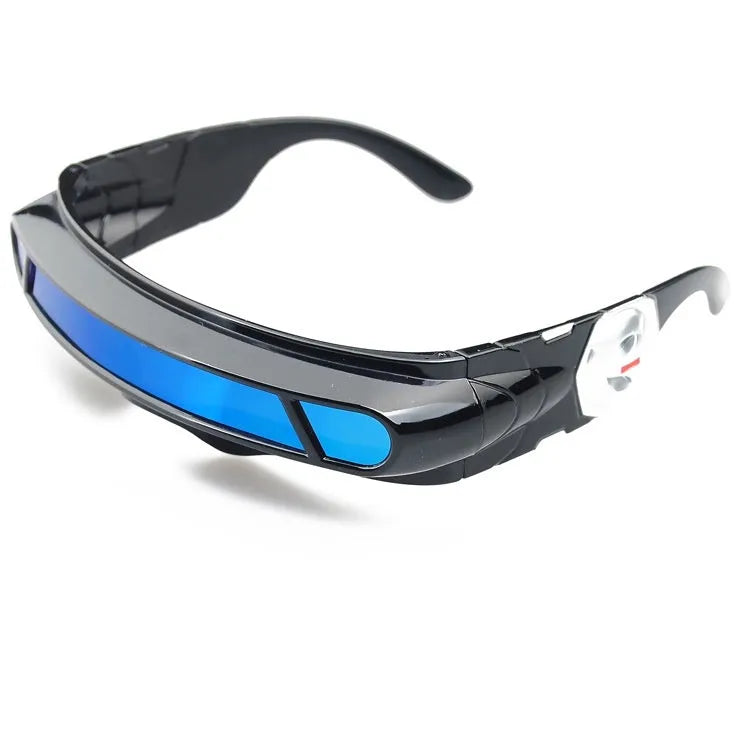Polarised sports sunglasses with black PC frame and choice of blue mercury, red mercury, or grey lenses