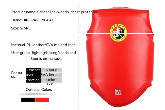 Red one-piece boxing chest protector vest for fighting training