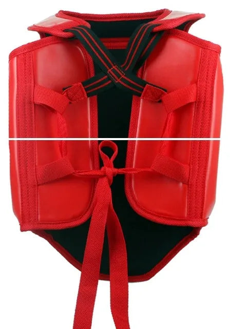 Red one-piece boxing chest protector vest for fighting training