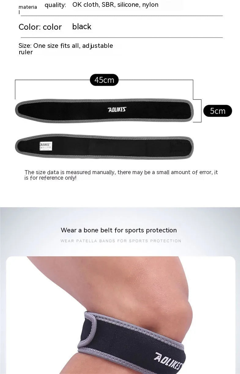 Black and grey sports knee pad with patellar retinaculum design for adult running protection