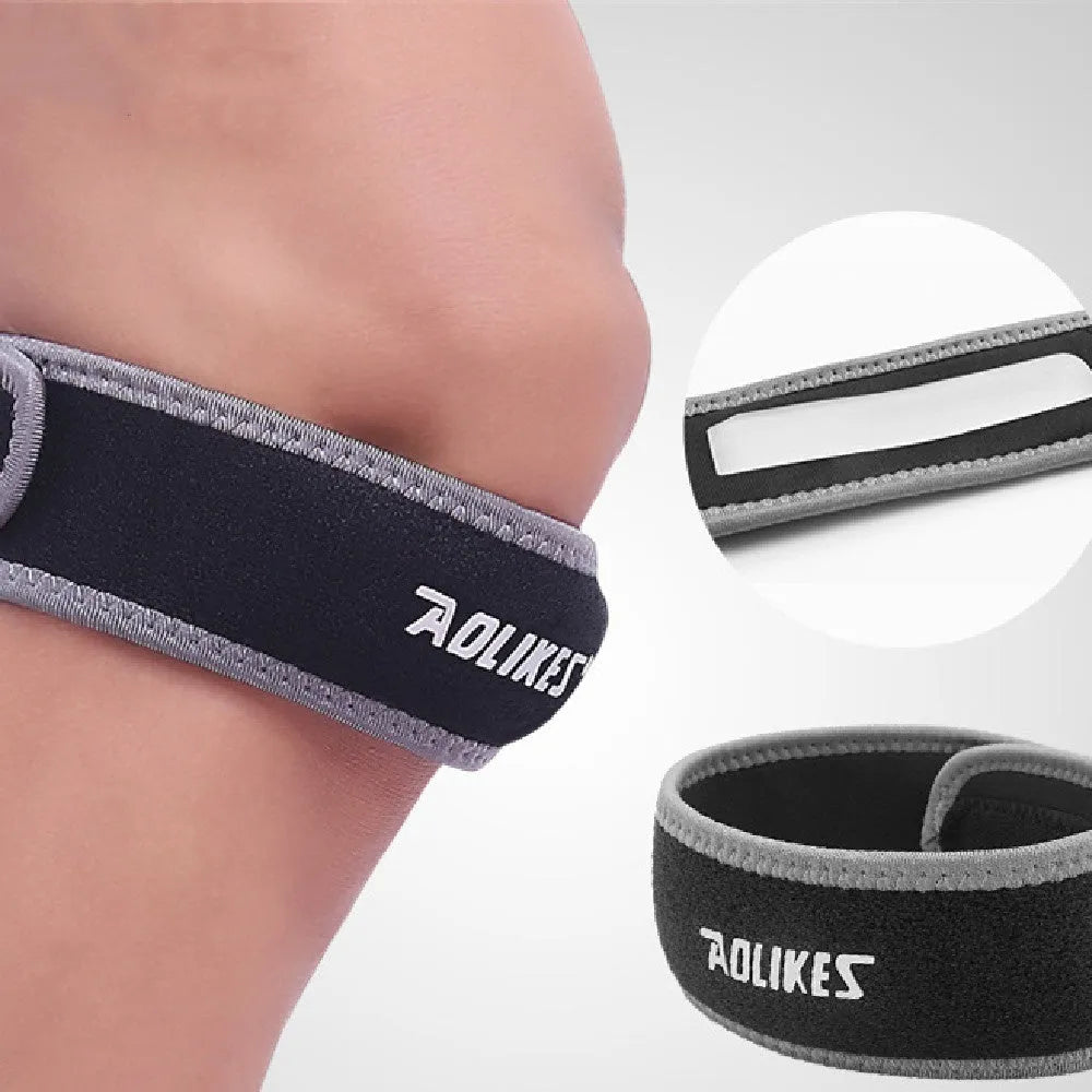 Black and grey sports knee pad with patellar retinaculum design for adult running protection