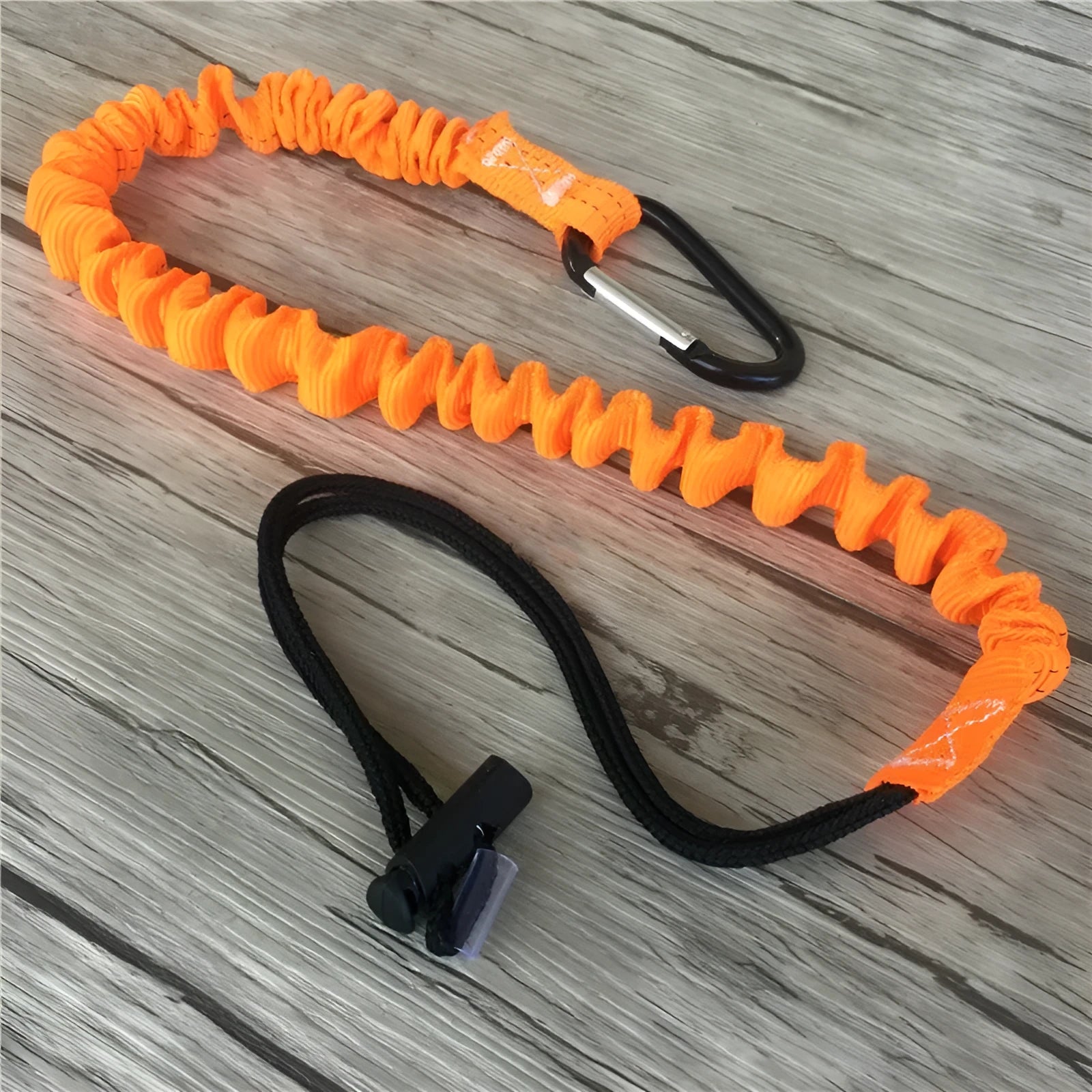 Orange fishing rod safety rope with 90cm length and 10kg load capacity for tackle security