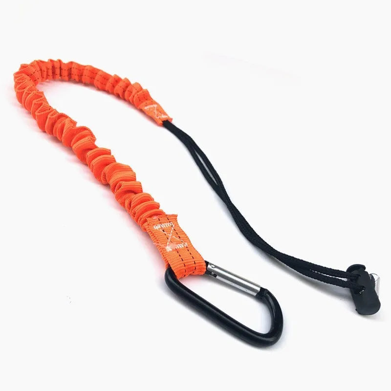 Orange fishing rod safety rope with 90cm length and 10kg load capacity for tackle security