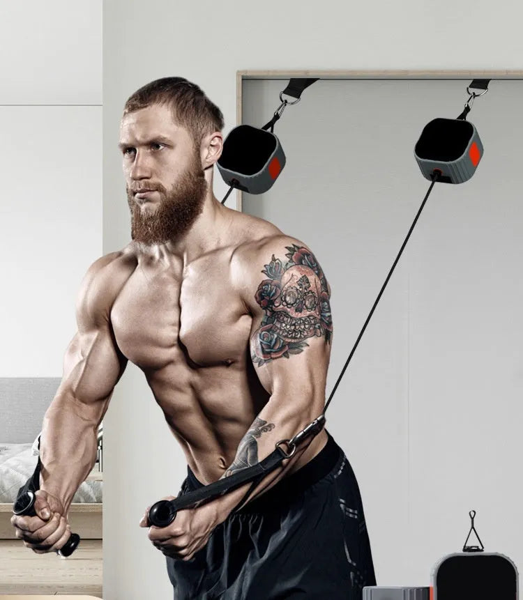 Adjustable chest expander fitness equipment with 2-20kg resistance in blue grey and orange grey colour options
