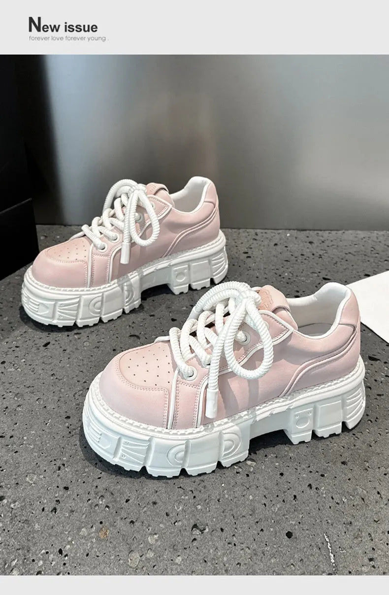 Women's beige muffin bottom casual leather shoes with foam rubber sole