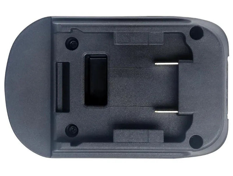 Black Milwaukee DM18M to MAKITA H99F battery power tool adapter, showing connector ends.