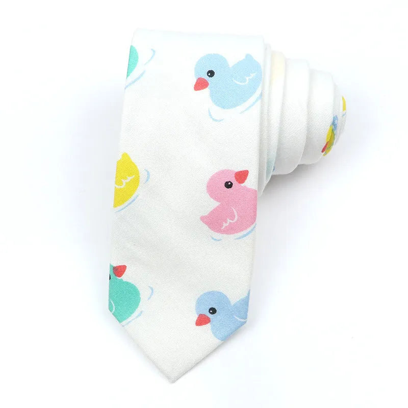 Korean style narrow men's cotton bow tie with a printed cartoon pattern, shown in colour GH21-01.