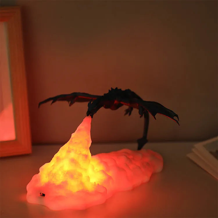 3D printed dragon night light with breathing light effect and USB charging